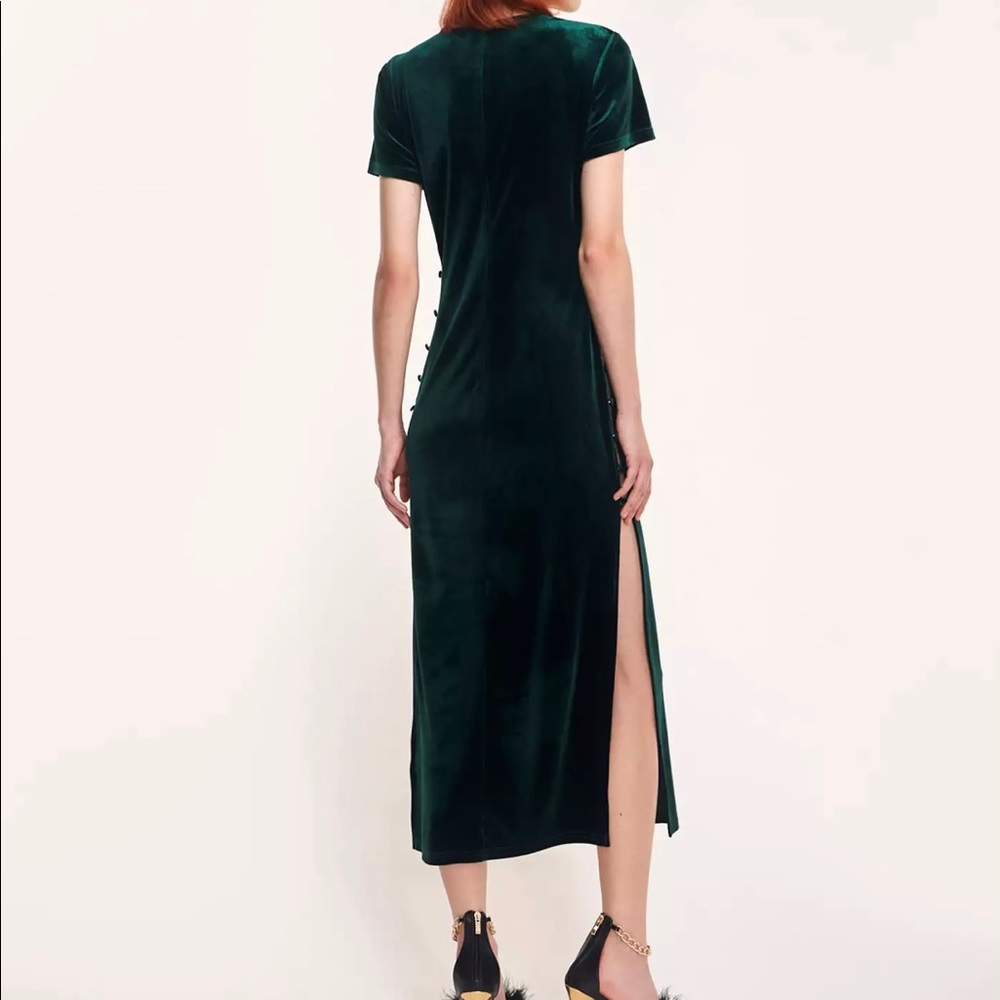 CIDER - Solid Velvet Cut Out Slit Maxi Dress
